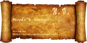 Novák Vencel névjegykártya